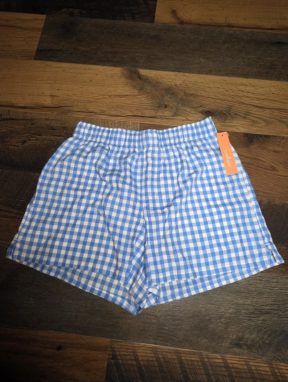 Colsie Blue and White Gingham Sleep Shorts